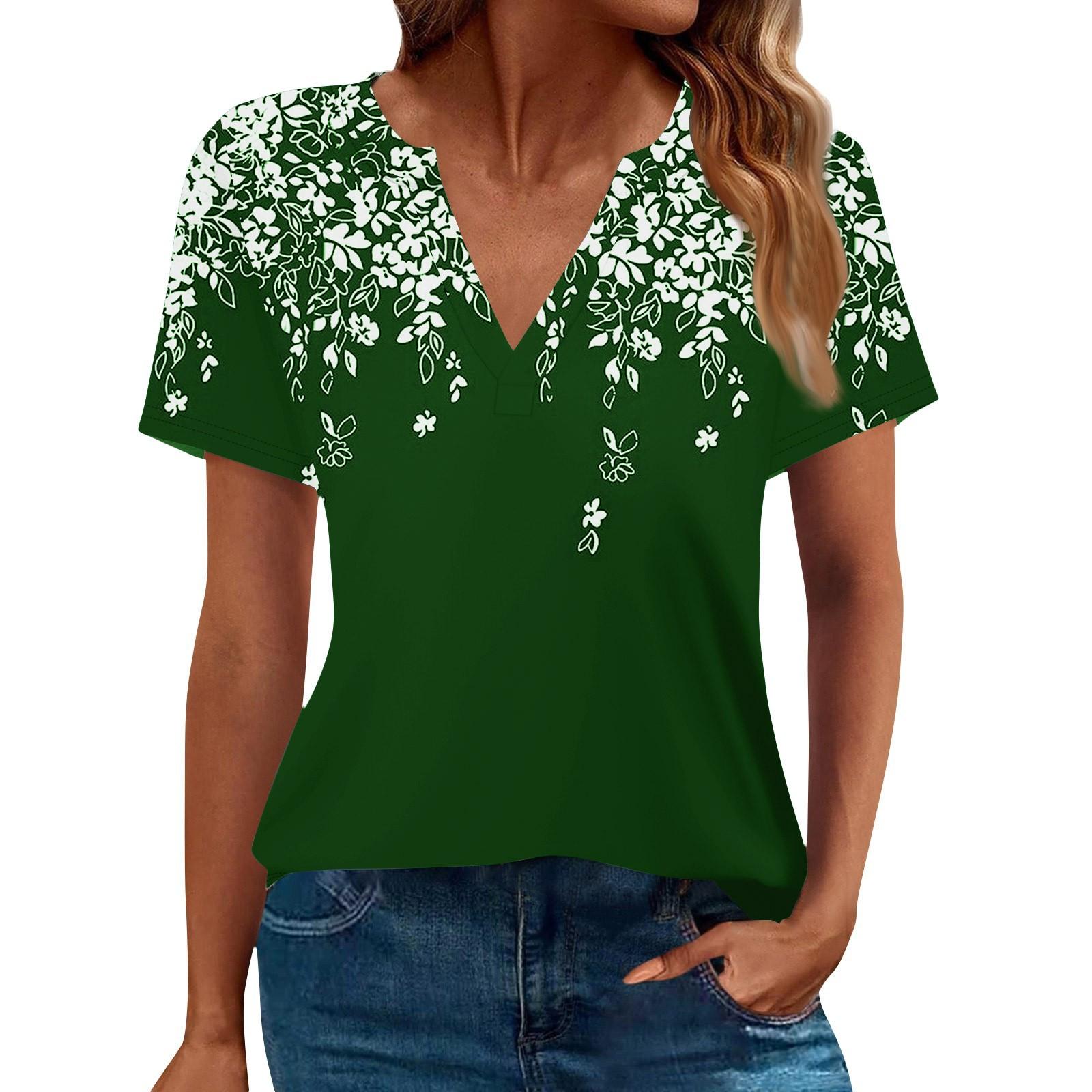 

Women s Summer Short Sleeve V Neck Shirt Business Casual Loose T-Shirt Trendy Fashion Clothing Tops S