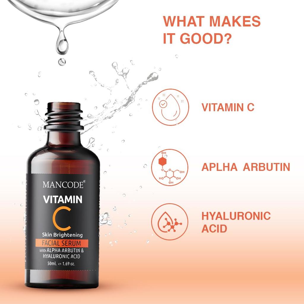 MAN CODE Vitamin C Facial Serum For Anti Aging And Wrinkle Remover With Vitamin E & Hyaluronic Acid (50 Ml)