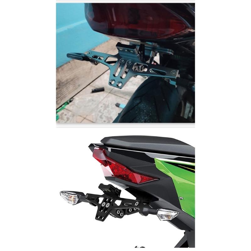 Adjustable Motorcycle License Plate Bracket Holder Integrated LED Light For Night Riding Heavy Duty Aluminum Alloy Frame