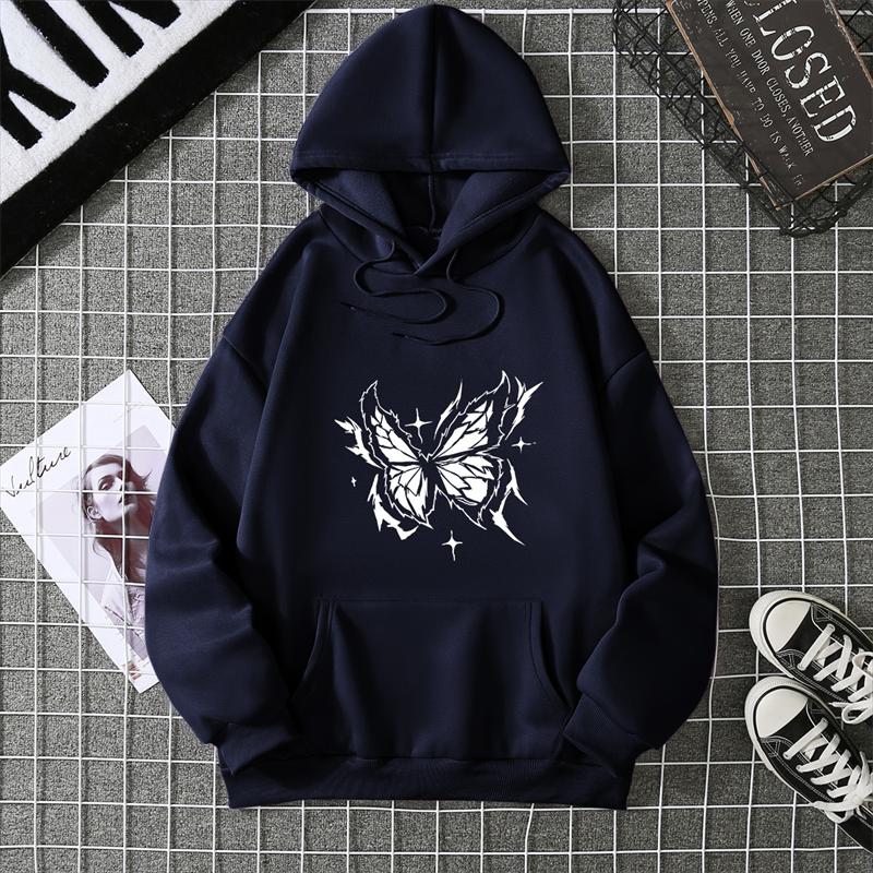 Autumn Winter Women's Thickened Fleece Hoodie Casual Long Sleeve Fashion Outerwear Printed Sweatshirt Comfortable