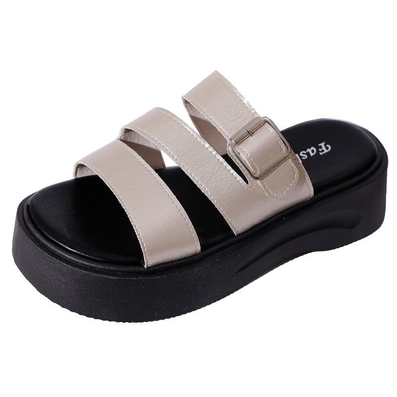 Retro cool slippers women's platform slippers summer 2025 new fashion casual versatile beach cool slippers