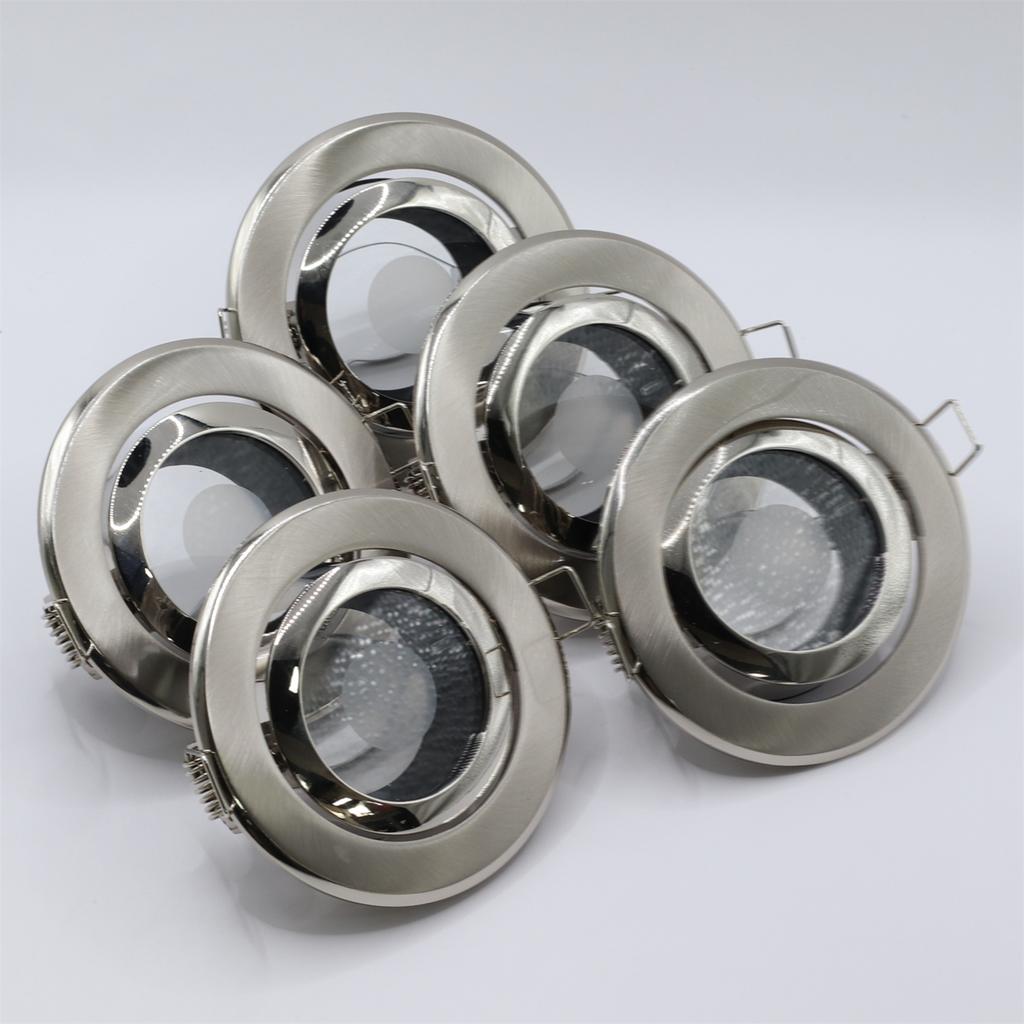 5 Stück Downlight-Vorrichtung mit MR16-Lampenfassung, runder weißer LED-Einbau-Deckenleuchtenrahmen für Decken- und Schrankausschnitt 85 mm