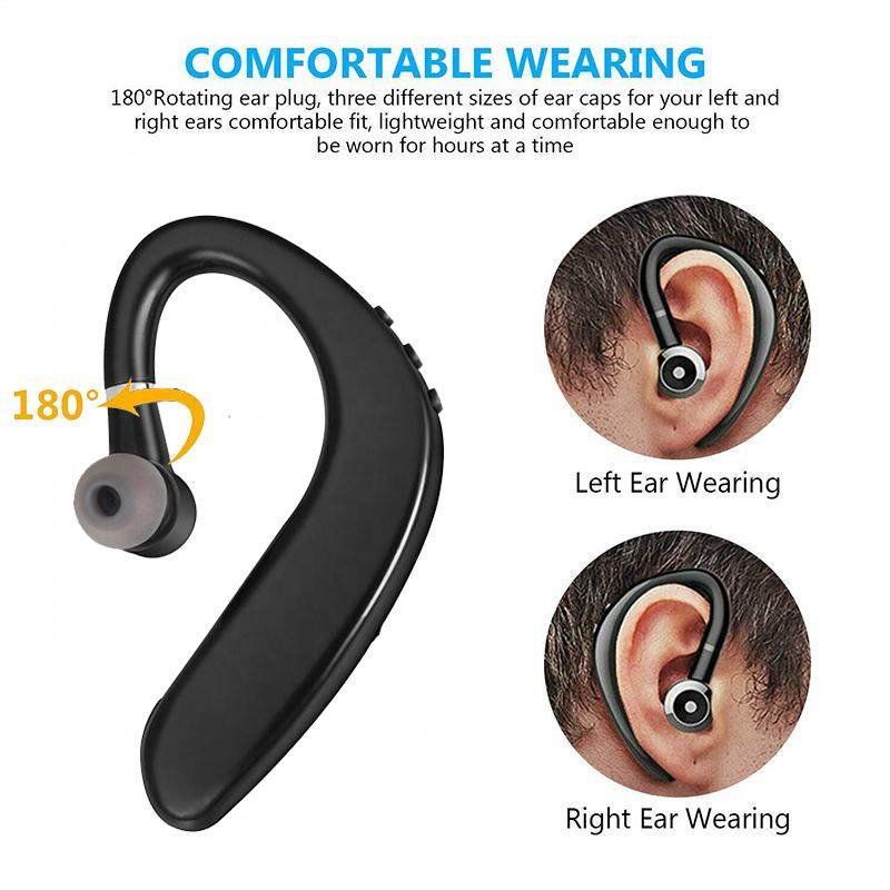 S109 Wireless Bluetooth Universal Hook Earphone Sports Business Single Ear Handsfree Headphones With Mic Smartphone for Car Call