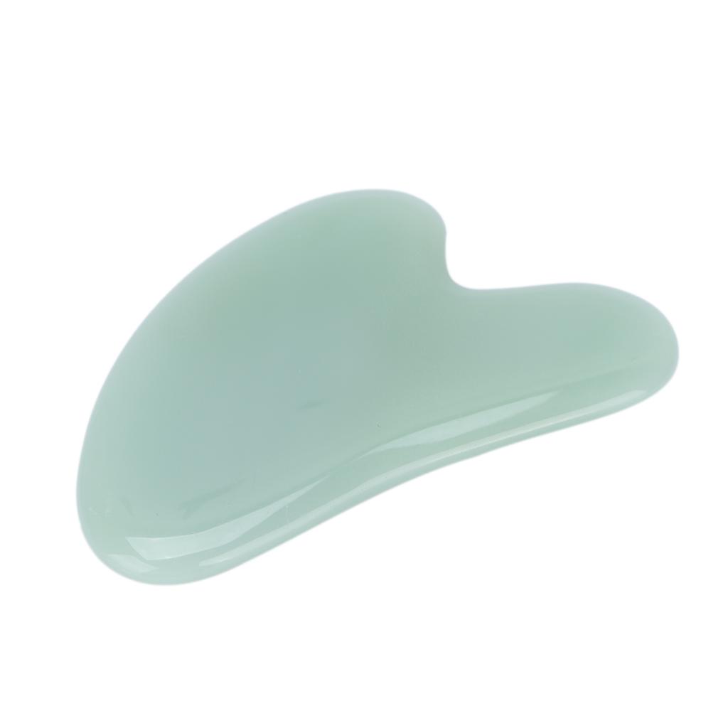 Gua Sha Facial Tool Natural Jade Stone Guasha Massage Board for Face Relieve TensionsPeach Heart Light Green