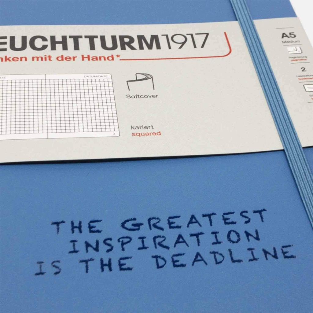 Leuchtturm A5 Horizontal Soft Officially Imported Notebook, Ruled, Cover, Denim, 361569,