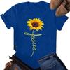 Women's Sunflower English Letter Print Round Neck T-Shirt - Short Sleeve Summer Top