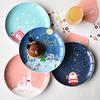 Christmas Ceramic Plates, Cartoon Hand-painted Steak Plate, Bone China Fruit Pastry Plate. Restaurant Decoration New Year's Gift