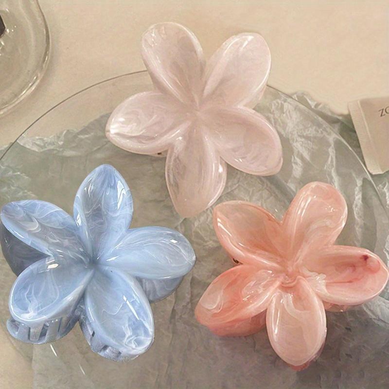 Women 8cm/3.15 Inch Pink, White, Blue Flowe, Elegant, Minimalist Style, Sonytail, Bun, Face Washing, Makeup, Outfit Matching Summer Hair Claw Hair