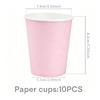 In-Stock Pink Solid Color Round Tableware Set: Paper Plates, Cups, Napkins, Knives, Forks, Spoons for Birthday Parties