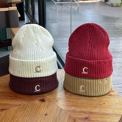 Distressed Knitted Woolen Hat for Women In Autumn and Winter New Warm Large Head Mountaineering and Skiing Cold Hat for Men and Women
