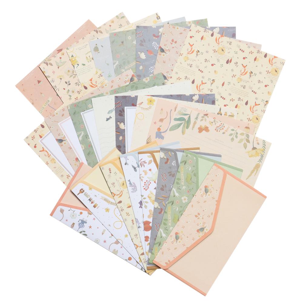 Blumendruck mit Umschlägen 24 STÜCK 8 verschiedene Designs Briefpapier Schreibpapier 48 STÜCK