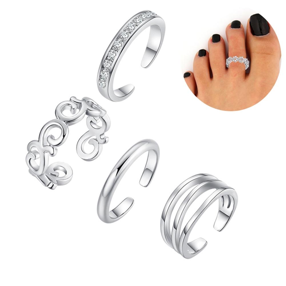 3 Anelli per Dita dei Piedi da Donna in Acciaio Inossidabile Regolabili Anello per Piede Sexy Estivo da Spiaggia Con Diamanti Impilabile Anello da Uomo e Donna