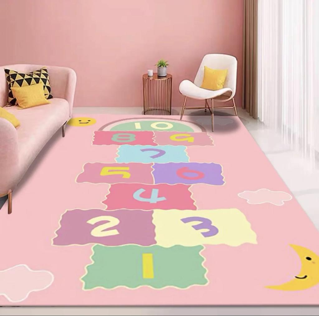 Cartoon Hopscotch Carpet Non-Slip Children's Room Study Table and Chair Mat Kindergarten Play Floor Mat Home Decoration
