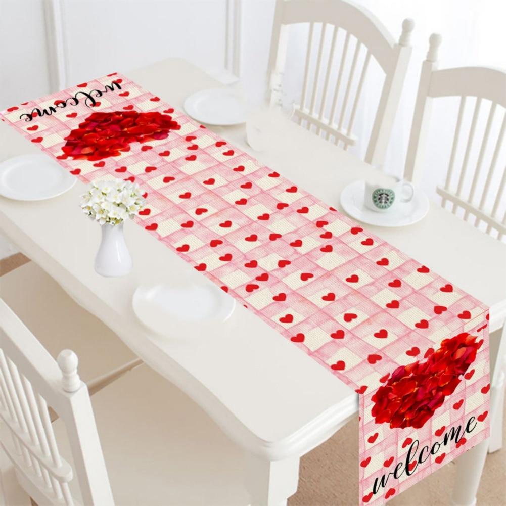 Cheap Valentines Day Table Runner Heart Love Printed Table Decoration ...