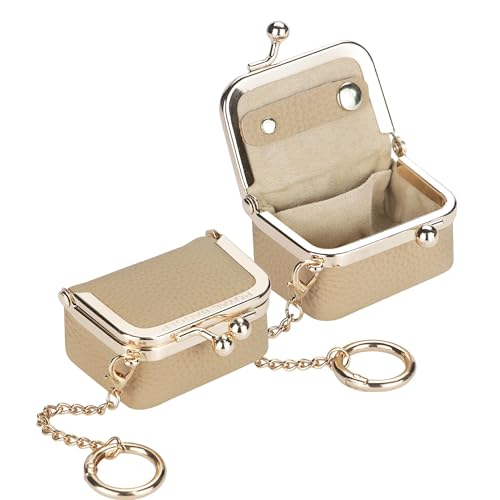 Royal Bagger Genuine Leather Mini Jewelry Box Women's Coin Purse Solid Color Kiss Lock Change Pouch Casual Style Small Storage Bag for Women 1894