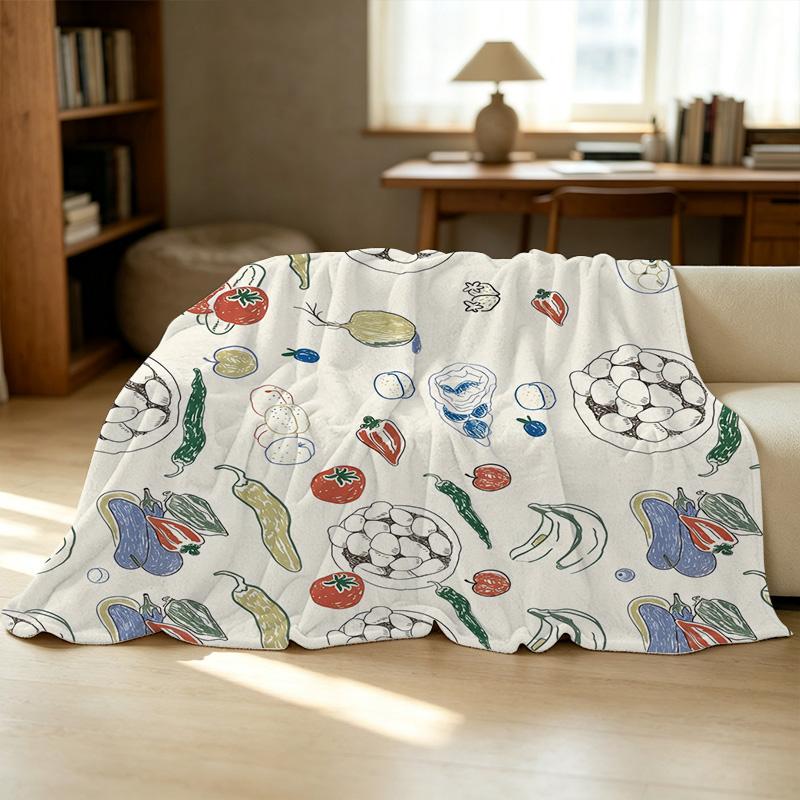 Soft Fleece Blanket,Vegetable-Themed, Breathable Warm Plush Throw, All-Season Use for Home, Office, Christmas & Halloween Decor