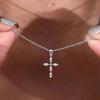Huitan Exquisite Cross Shaped Pendant Necklace for Women Inlaid Sparkling Crystal Cubic Zirconia Daily Party Statement Jewelry