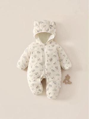 Unisex 120g Quilted Baby Romper - Cotton Newborn Outdoor Wear for All Seasons
