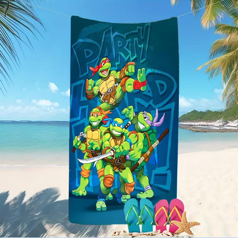 Beach Towel with Teenage Mutant Ninja Turtles Pattern - soft,absorbent,machine washable Lightweight&Modern,swimming,Travel Essentials