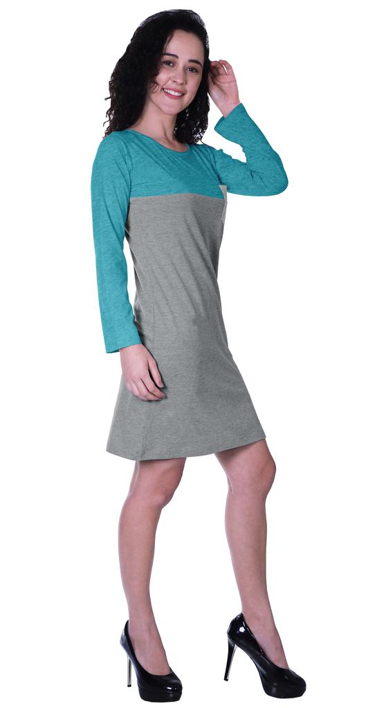 Moomaya Womens T-shirt Dress Full Sleeve Sequin Patch Pocket Summer Dresses