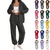 Damen Casual Sweatshirtjacke und Jogginghose 2-teiliges Set für Herbst und Winter