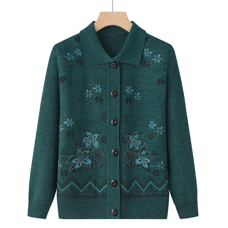 Elderly Women's Knitted Cardigan Jacket Autumn Winter Warm Sweater Women's Thicken Coat Single Breasted Female Knit Outwear Tops