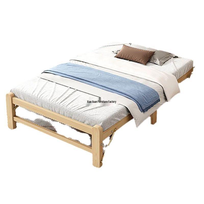 Solid Wood Folding Bed: Sturdy, Compact Single Bed for Adults/Rentals/Home Use