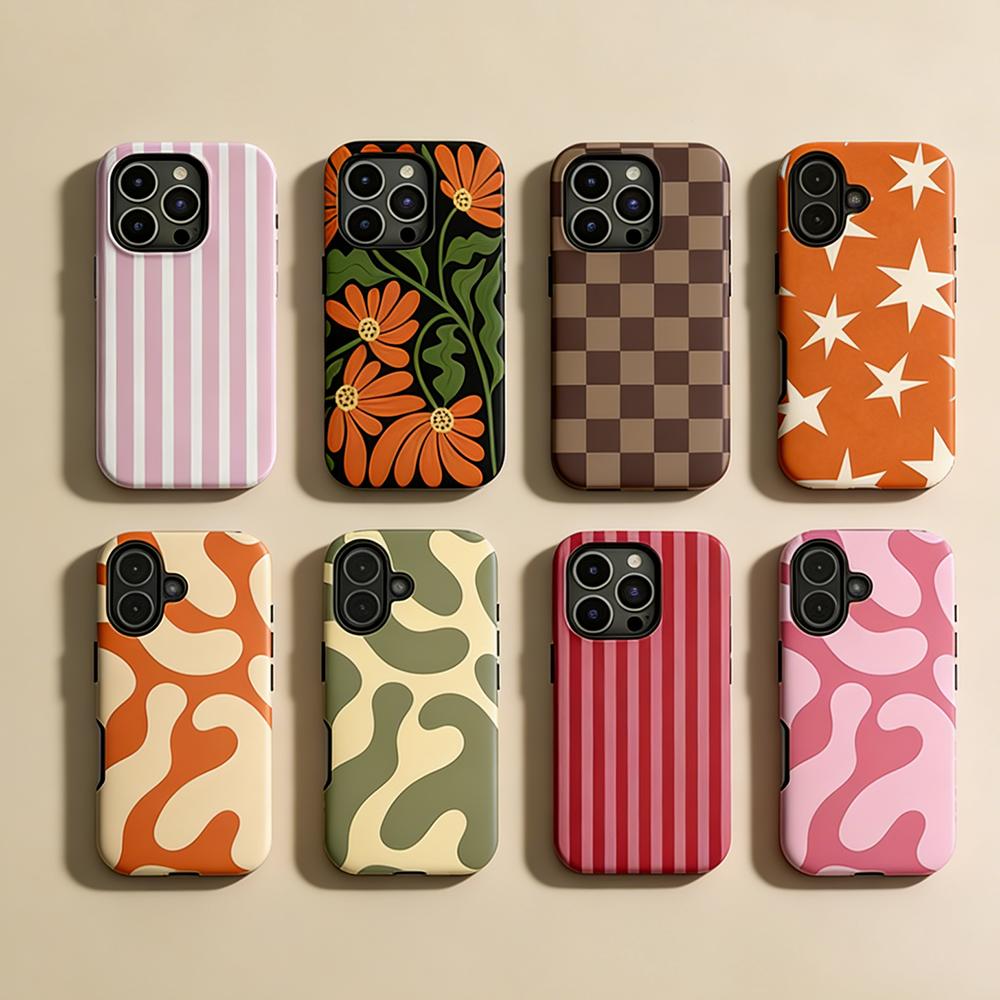 Luxury Clmj Striped Phone Case for iPhone 17 17e 16e 16 15 14 13 12 11 X XS XR XSMAX Air Pro Max Plus Double-layer Back Cover