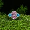 GICA GEMA Sterling Silver Wedding Rings For Women Big Oval Pink White Yellow High Carbon Diamond Party Fine Jewelry