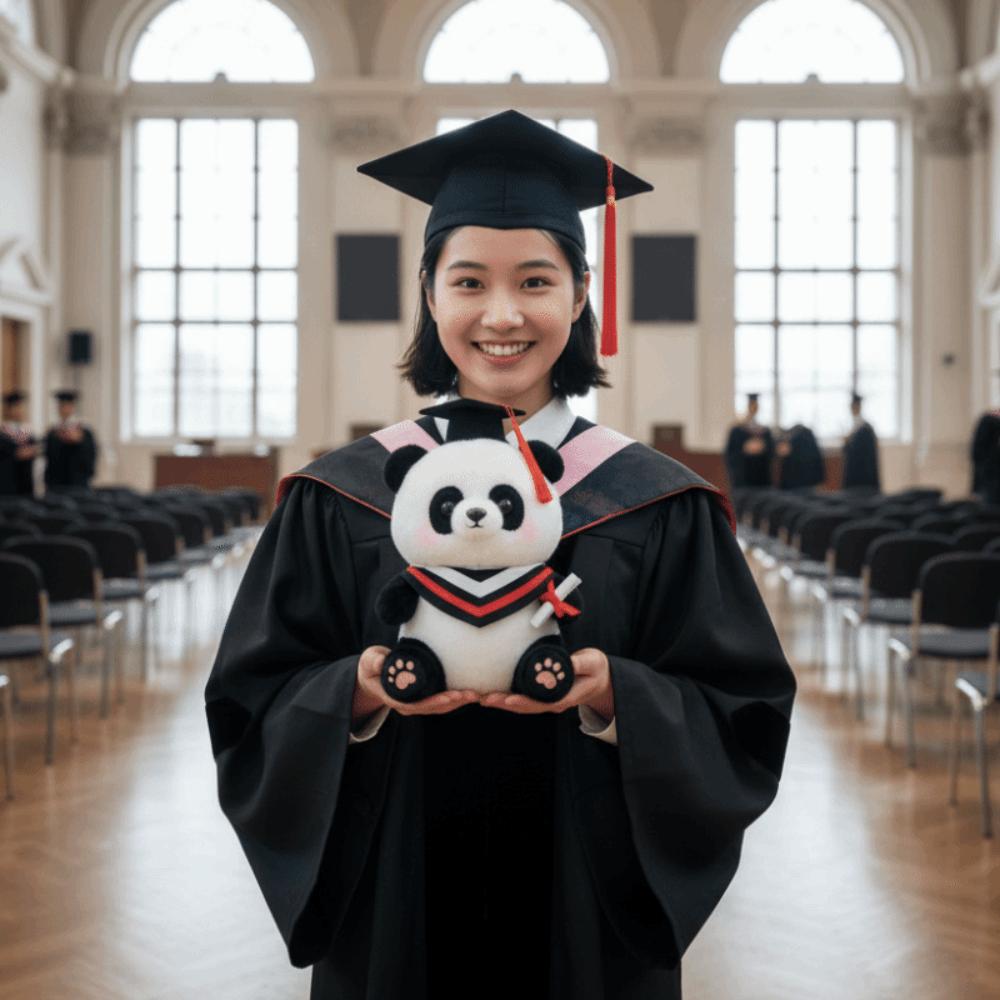 Soft Stuffed Animal Toy Cute Plush Panda Ornaments Kawaii Panda Doll  Graduation Season