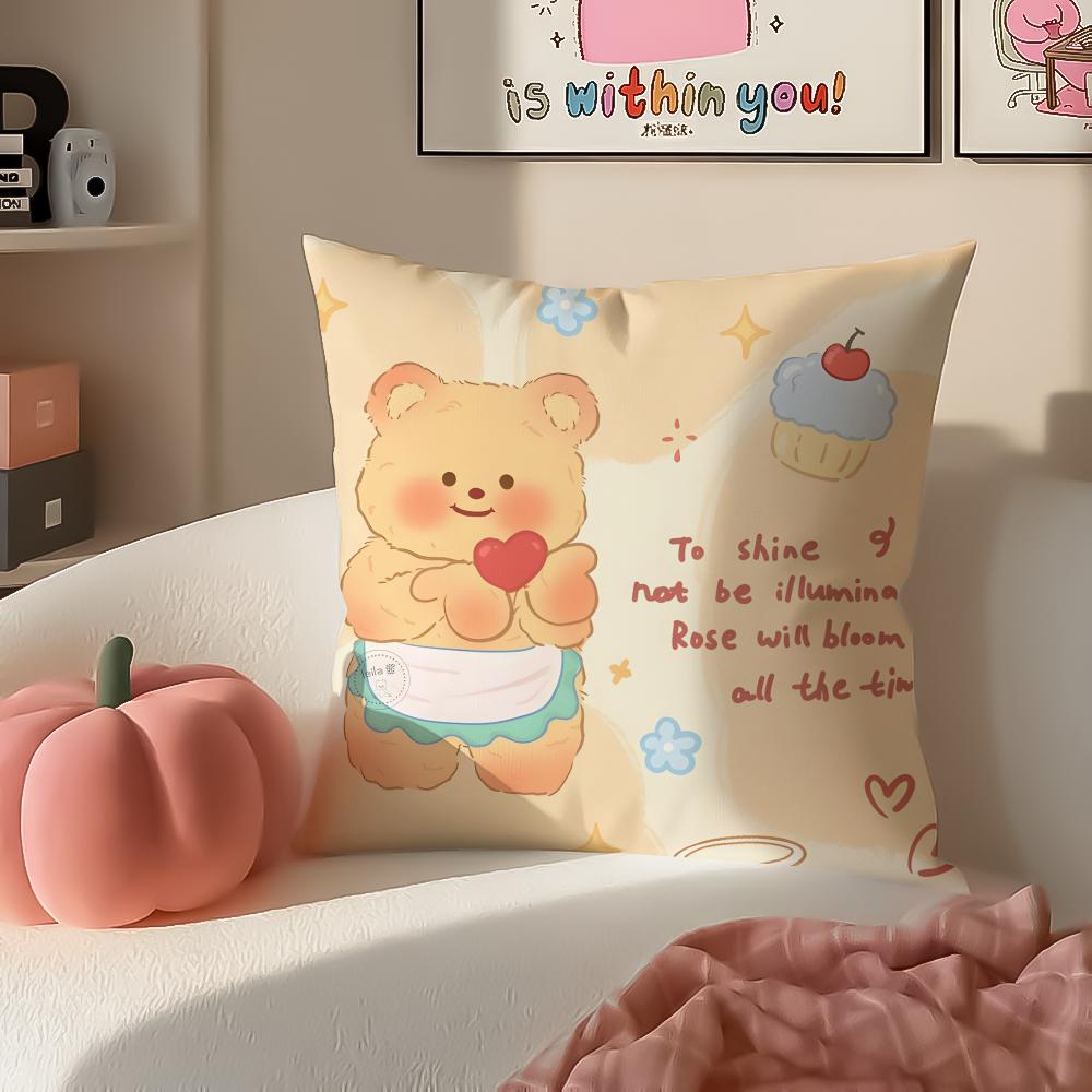 Chubby Cute Thai Character BButterbear Cushion Cover Pillowcase Short Plush Invisible zipper Room Sofa Cushion Cover