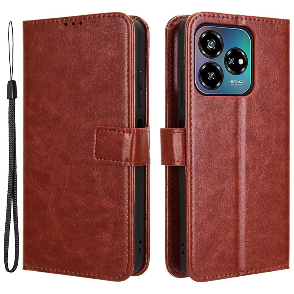 For ZTE Axon 60 Lite/Blade V60 Vita Wallet Case Crazy Horse Texture Leather Stand Phone Cover