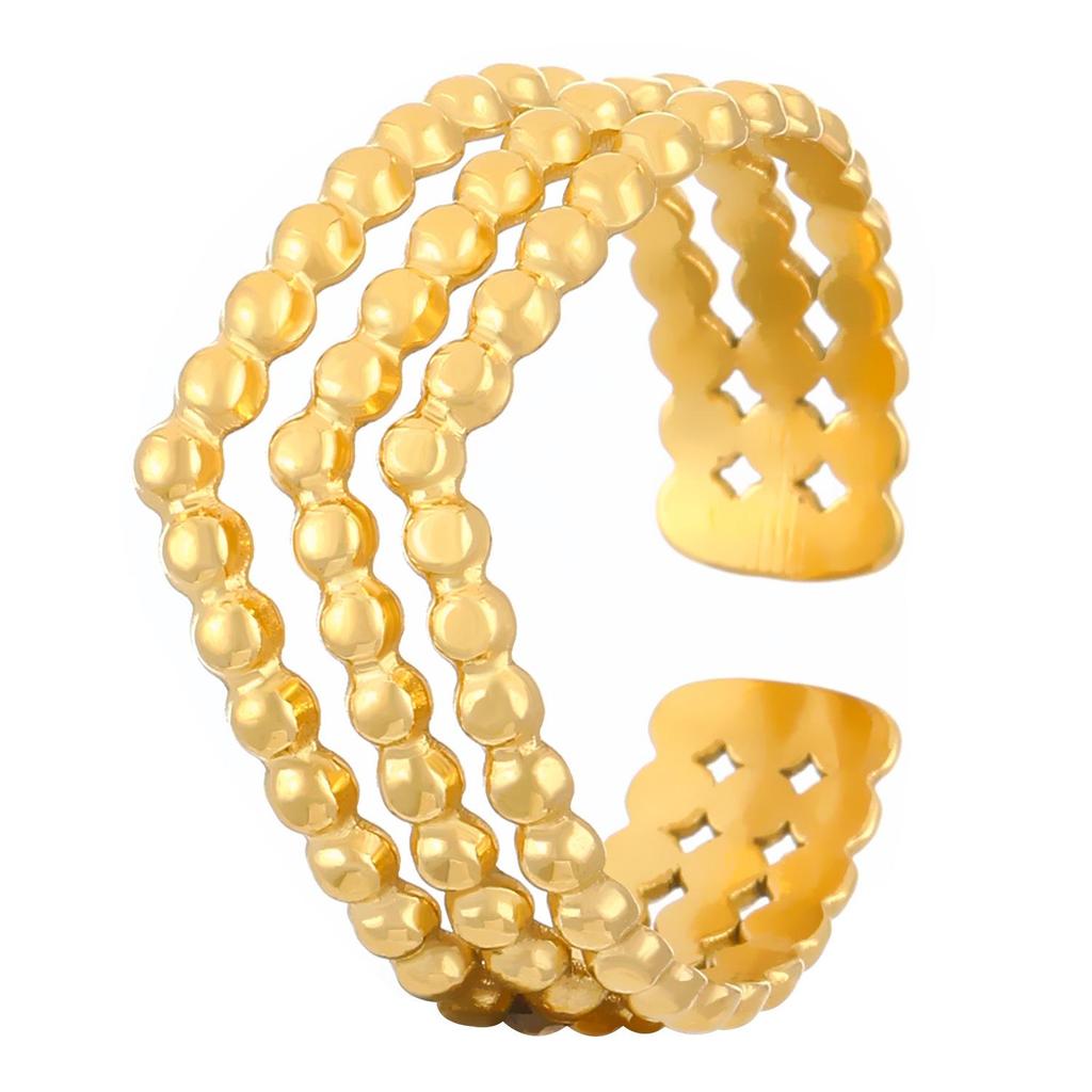 High-End Edelstahl Blumen- & Seestern Offener Ring für Damen
