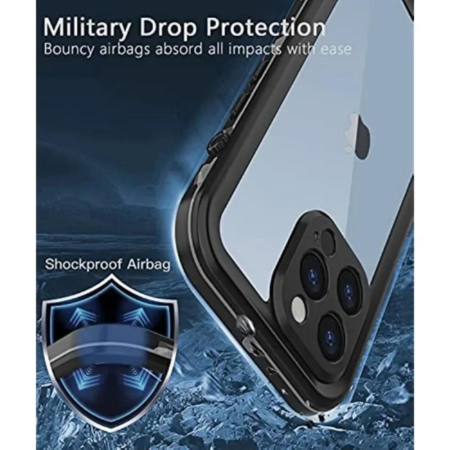 Vollständig versiegeltes klares IP68 wasserdichtes Gehäuse für IPhone17 16 15 14 Plus 13   Pro Max Mini XS XR Stoßfeste Hülle mit Displayschutz