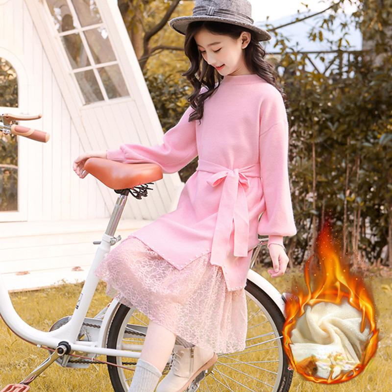 

Милое плотное платье для девочек, модное осенне-зимнее платье для детей