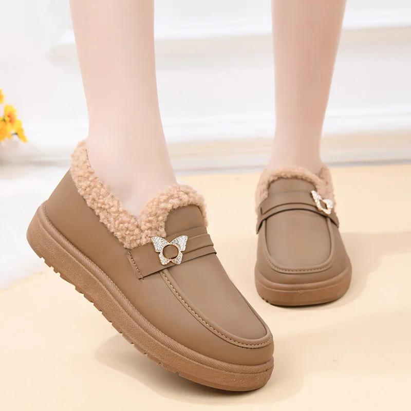 Fashion new cotton shoes women winter with fleeces slip-on can wear soft soled non-slip platform boots zapatos de mujer sneakers women