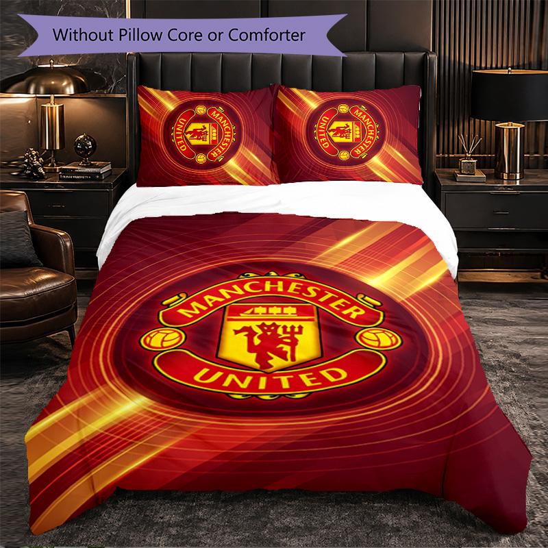 Manchester United Themed Bedding 3Pcs Duvet Cover Set Decorative Bed Linen For Teen Room Home Decoration