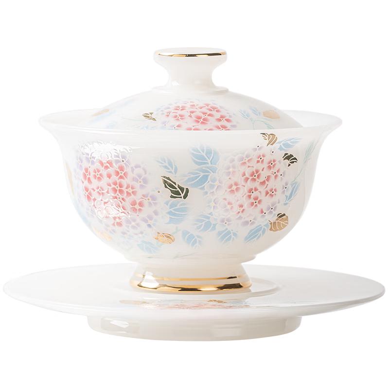 

Su s Ceramics Ice Jade Hydrangea Gaiwan Gift Set