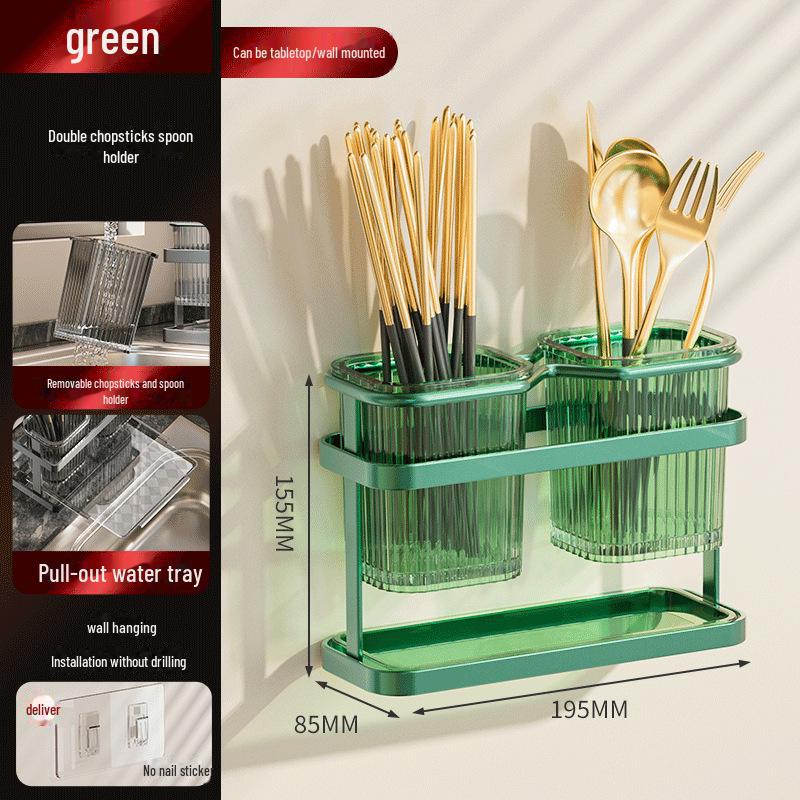 Organizator de Bucătărie din Oțel Inoxidabil Montat pe Perete: Suport pentru cuțit, lingură și bețișoare