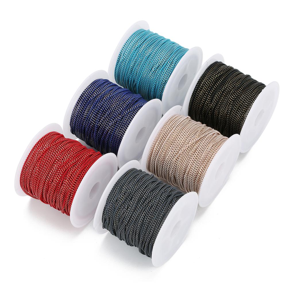 10Yards/Roll 1.5mm Copper Link Cable Chains Colorful Metal Extension Chain For DIY Jewelry Making Necklace Bracelet Components