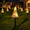 Outdoor Solar Christmas Decorations Garden Light, Santa Tree Resin Yard Stake Decor with Lawn Pathway Stakes Warm Glow, Waterproof Lamp for