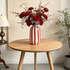 Keramische Vaas Ornamenten Compacte Ronde Flesvorm met Frisse Meerkleurige Strepen Boekenplank Vaas voor Bloemen Tafelblad Decor