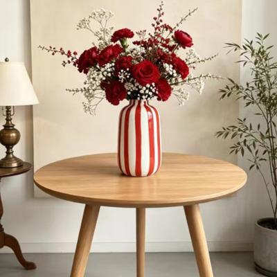 Keramikvasen Ornamente Kompakte Runde Flaschenform mit Frischen Mehrfarbigen Streifen Bücherregal Vase für Blumen Tischdekor