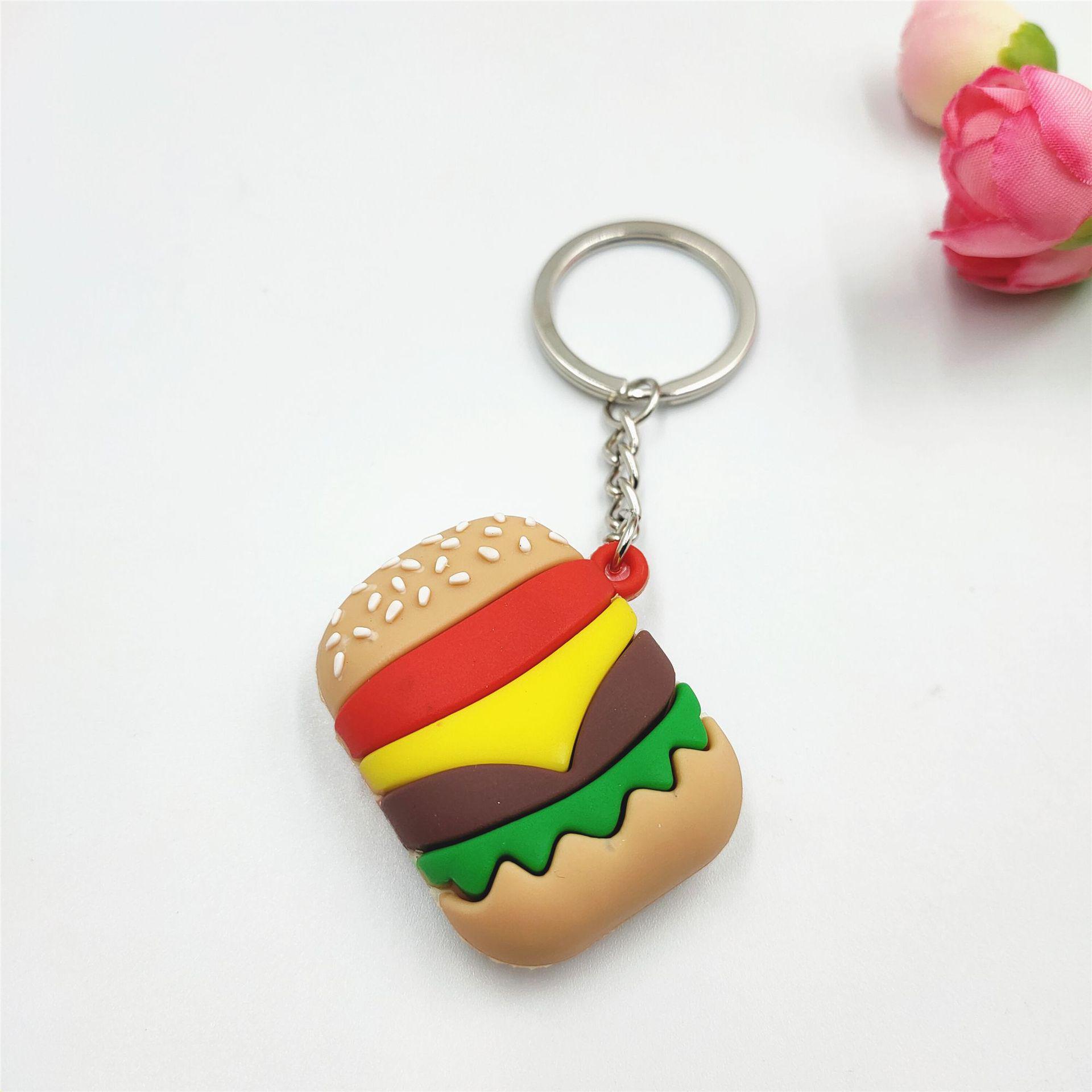 Creative PVC Burger & Fries Keychain Ornament Pendant