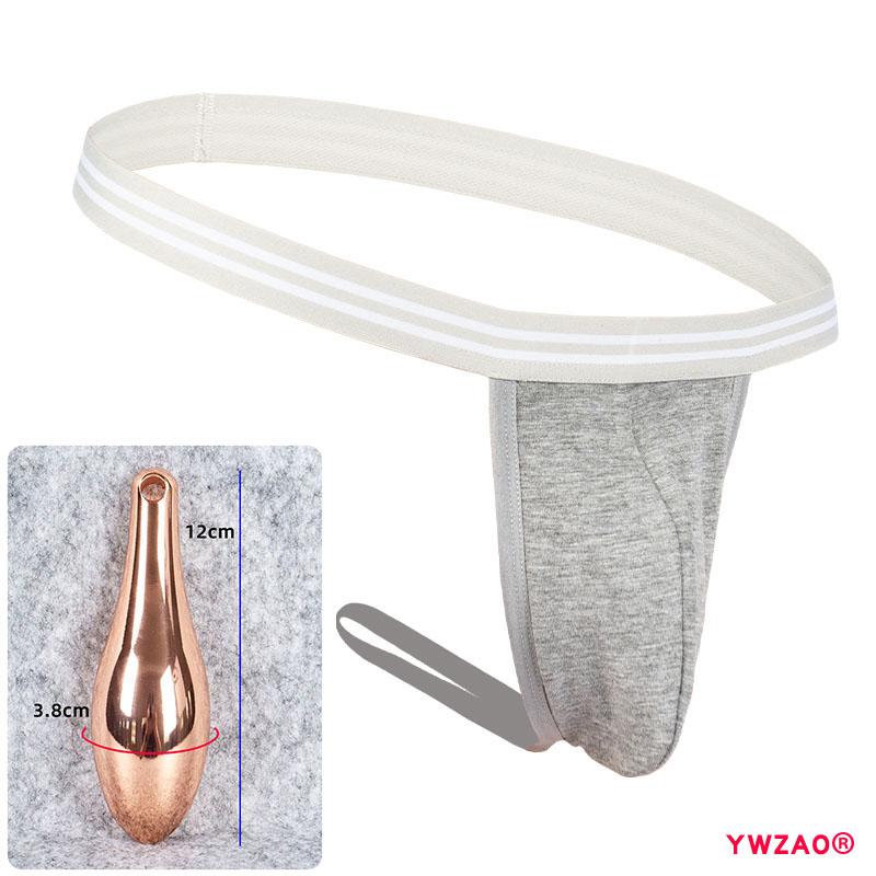 YWZAO Vložiteľný análny dildo Pánske spodné prádlo Tanga Sivá N03
