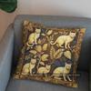 2D Cute Golden Cats With Leaves Pillow Cover Pattern Cushion Cover Suitable For Sofa Bedroom Car Pillow Cover