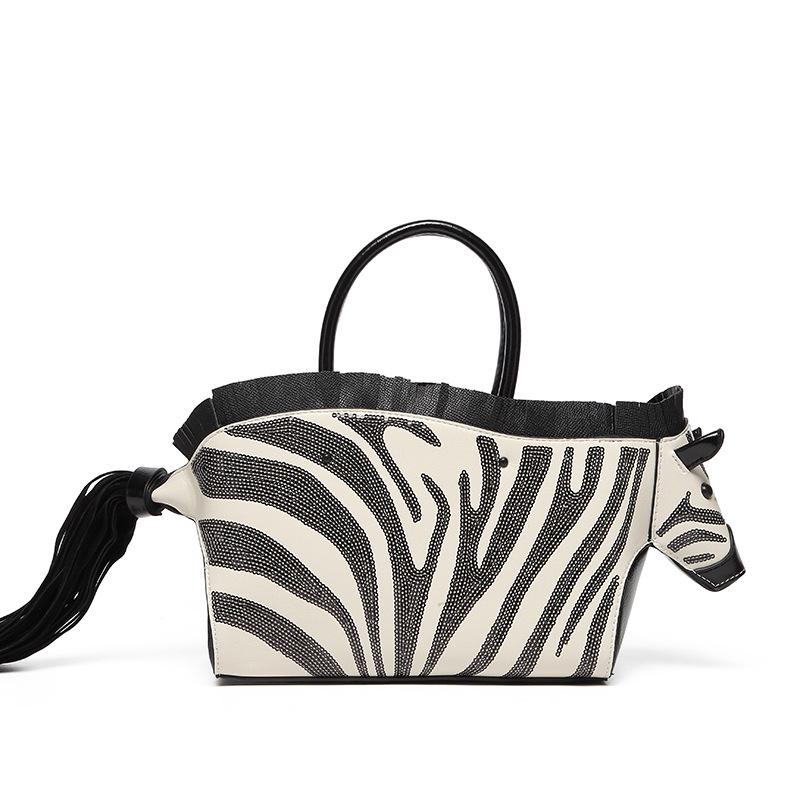 

Женская сумка через плечо с пайетками зебры - Новый стиль, Нишевый дизайн, Контрастный цвет, Высококачественная текстура, Личностная сумка-мессенджер чёрный