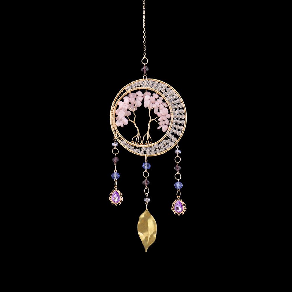 Handmade Sunlight Crystal Dream Catcher: Rainbow Wind Chime Pendant for Girl's Room Gift