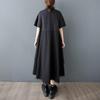 Short Sleeve Plus Size Black Cotton Mesh Vintage New In Dresses for Women Casual Loose Long Summer Shirt Dress