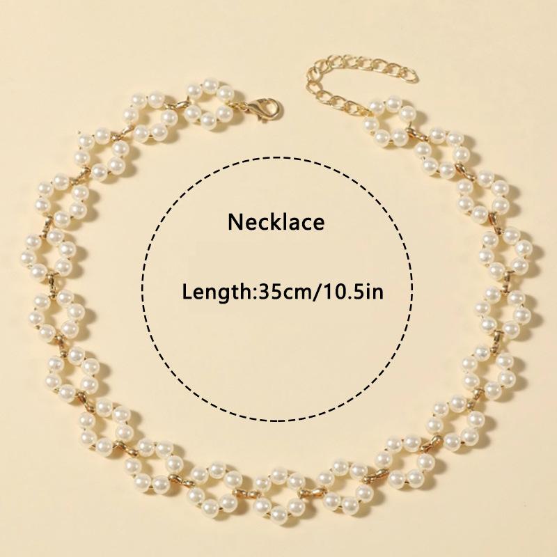 1PC European and American New Creative Retro Simple Pearl Necklace Women's Light Luxury Exquisite Collarbone Chain Ins Wind Neck Chain Tide
